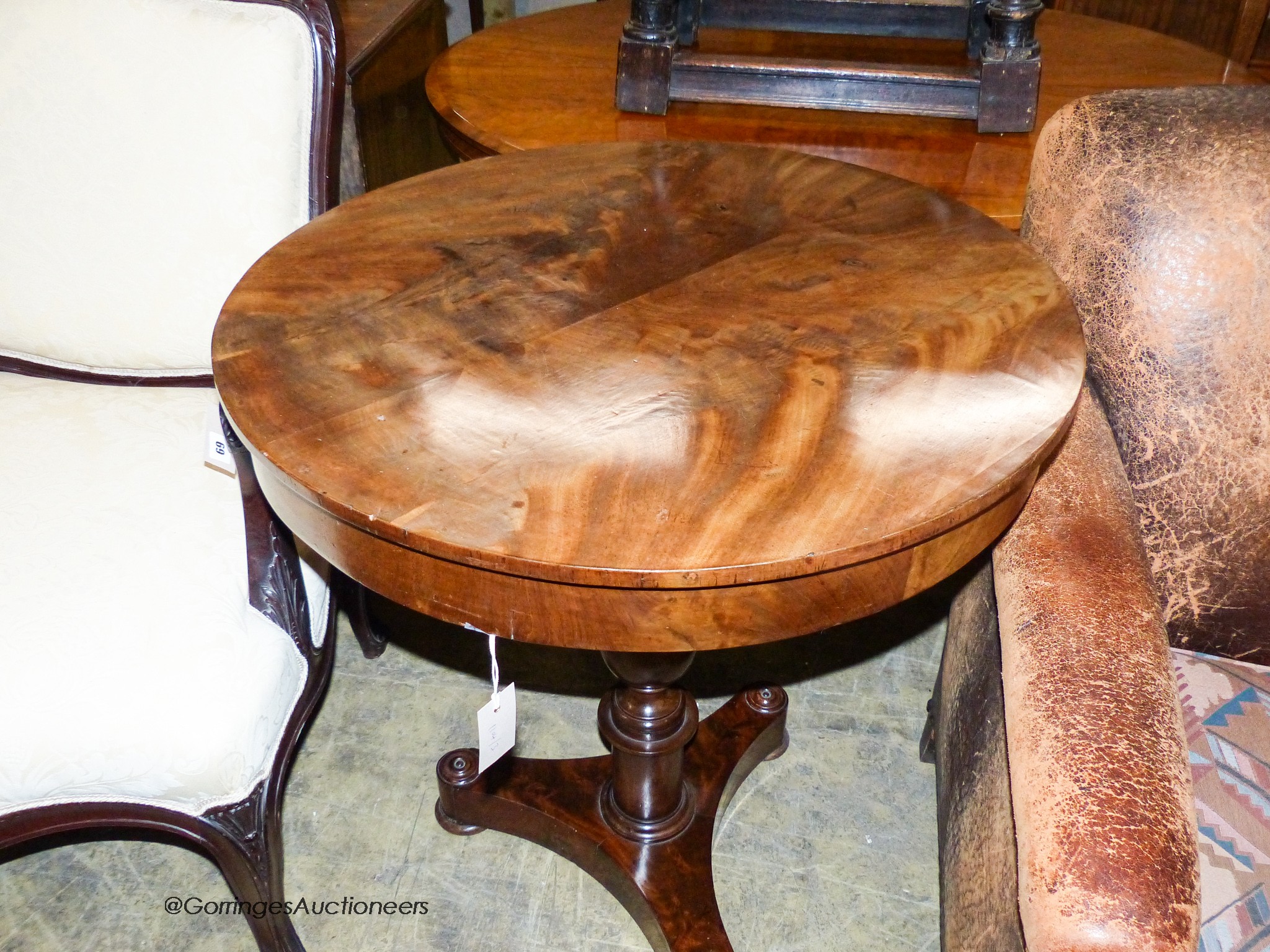 A Victorian mahogany circular mahogany centre table, diameter 70cm, height 76cm